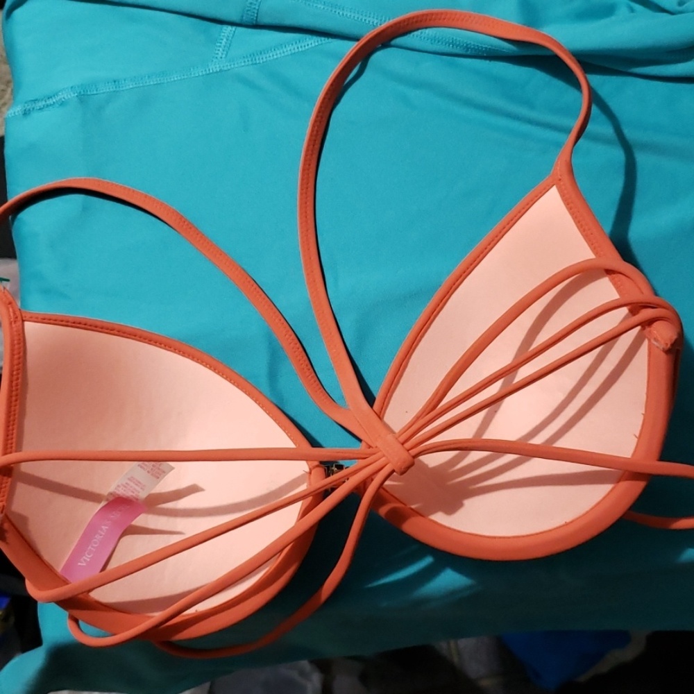 VICTORIAS SECRET WOMEN'S CORAL STRAPPY BIKINI TOP - Picture 8 of 8